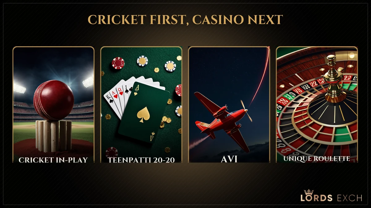 Lords Exchange cricket market tiles for match odds, session runs, player runs and toss