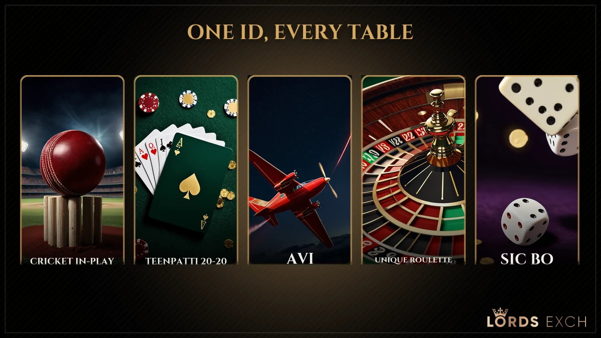 Games a Lords Exchange ID unlocks — Teenpatti 20-20, AVI, Unique Roulette, JetX and cricket match odds