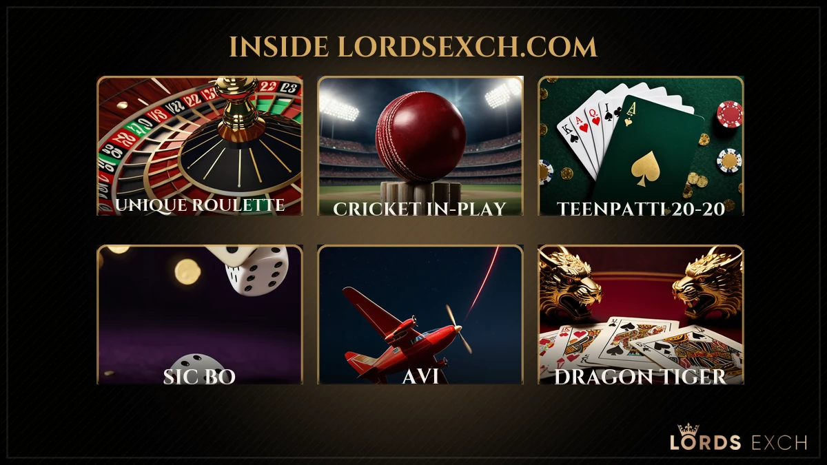 Lords Exchange game cards after the lordsexch com login: AVI, Unique Roulette, 20-20 Teenpatti, JetX